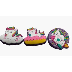 Unicorn Cat Shoe Charms  Spaceship Cloud Donut Lot 3